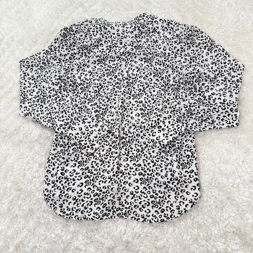 LOFT Blouse Women's S Leopard Print Mock Neck Long Sleeve Lightweight Top - Picture 2 of 8